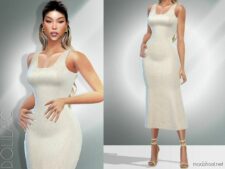 Smocked Midi Dress DO016 for Sims 4