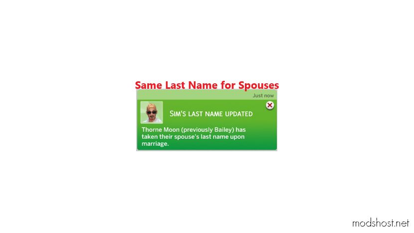Same Last Name for Spouses for Sims 4