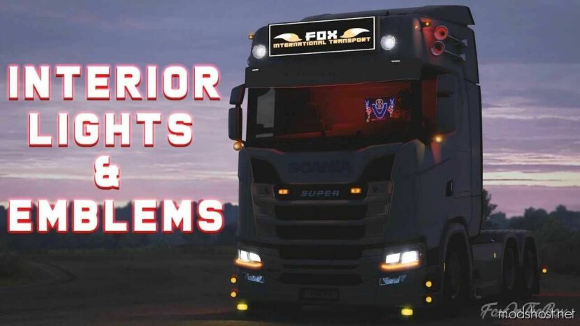 Interior Light & Emblems V10.0 for Euro Truck Simulator 2
