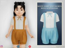 White Shirt And Shorts With Suspenders for Sims 4