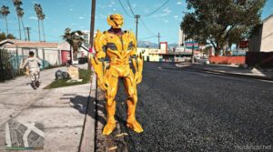 GTA 5 Player Mod: Gold Ultron Add-On PED (Image #2)