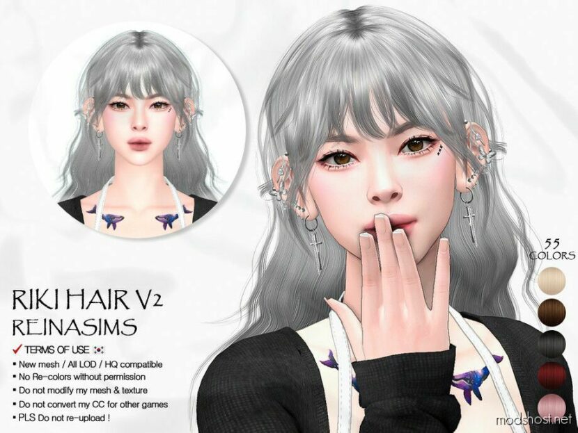 81 Riki Hair V2 for Sims 4