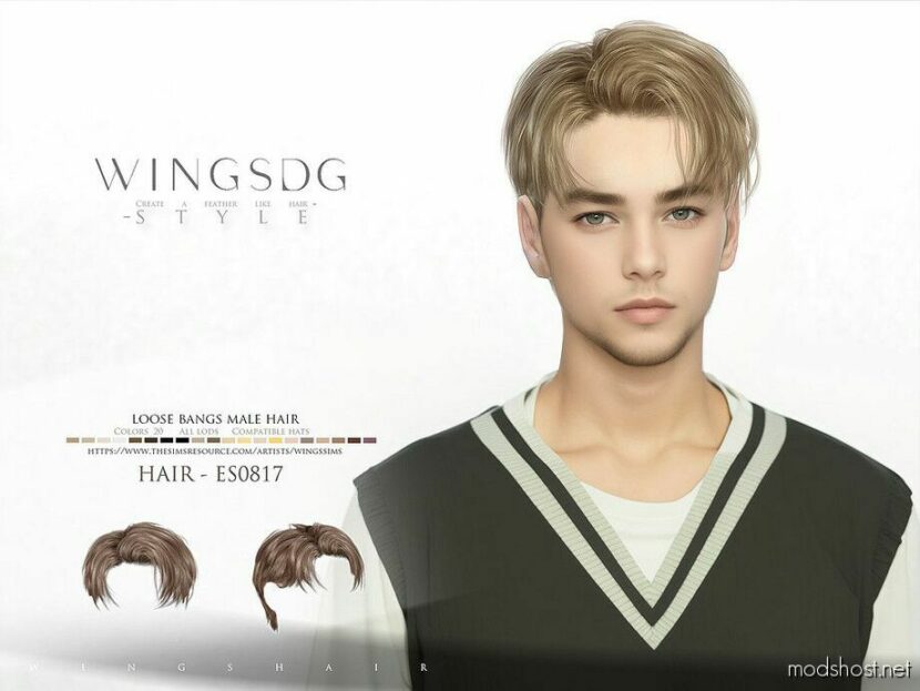 Wings Es0817 Loose Bangs Male Hair Sims 4 Mod Modshost