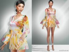 Printed Cotton Dress DO05 for Sims 4