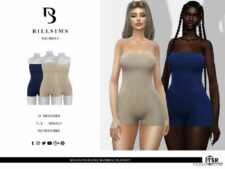 Woven Fold Edge Bandeau Playsuit for Sims 4