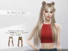 Wings ES0830 Double Braid Straight Hair for Sims 4