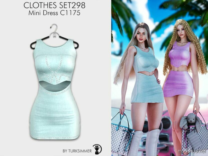 Mini Dress, Bodycon Mini Skirt, Hem Tank Top (Recolor) SET298 for Sims 4
