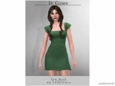 Sims 4 Dress Clothes Mod: Short Sleeve Dress D-268 (Image #2)