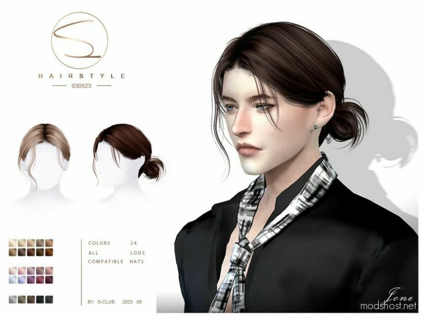 Male Hair With BUN (Jone 030923) for Sims 4