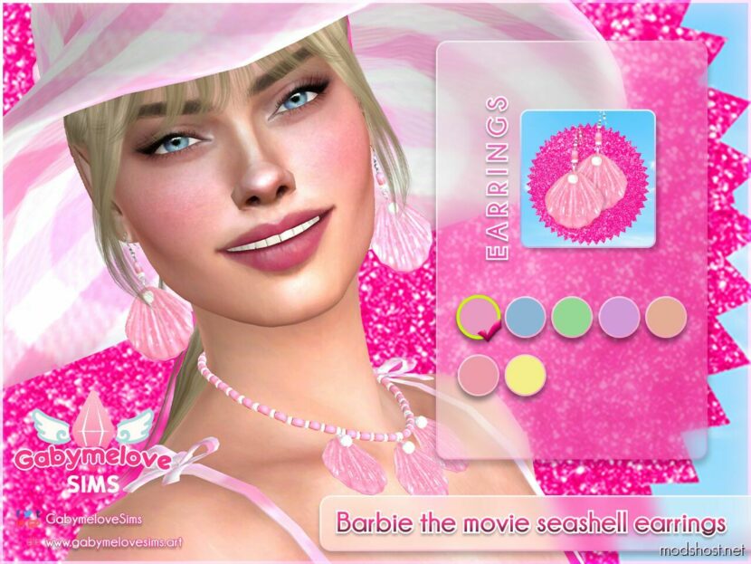 Barbie the movie seashell earrings for Sims 4