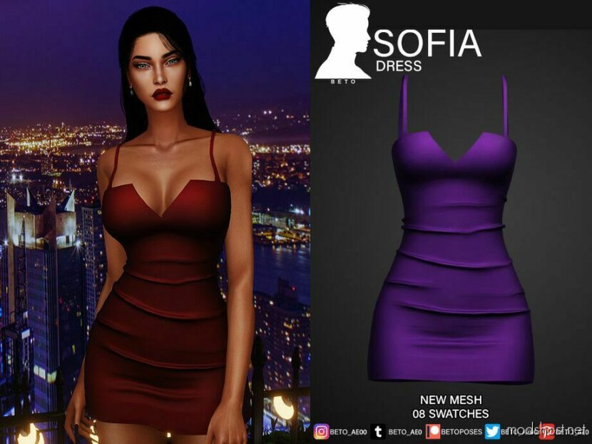 Sims 4 Dress Clothes Mod: Sofia (Dress) (Featured)