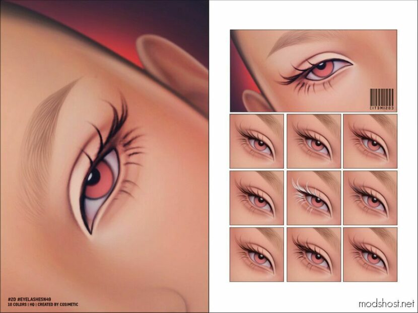 Sims 4 Female Makeup Mod: Maxis Match 2D Eyelashes N49 (Featured)