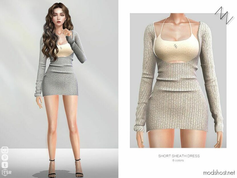 Short Sheath Dress for Sims 4