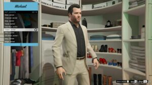 GTA 5 Player Mod: Michael’s Restored Cream Suit Jacket Replace (Image #2)