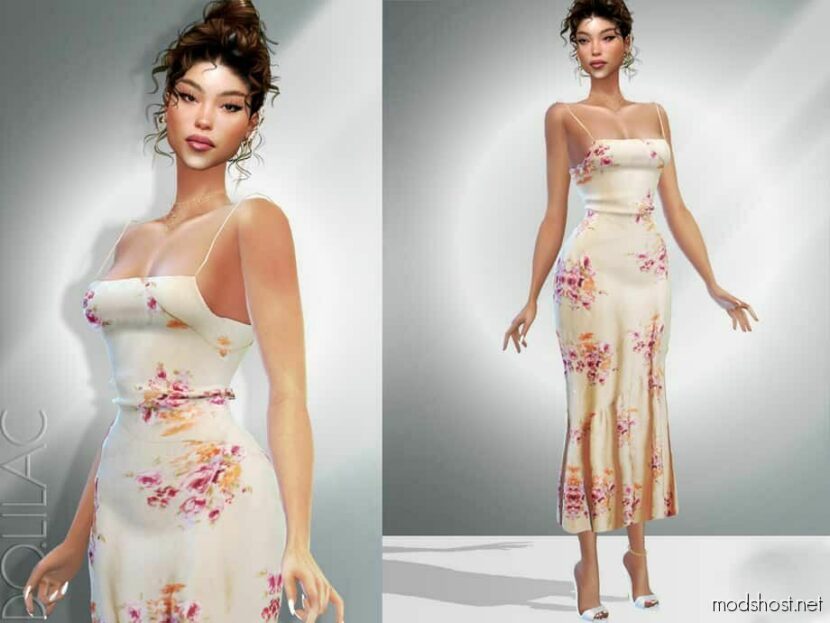 Midi Slip Dress for Sims 4