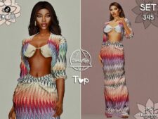 GEO Print Cardigan And Swimwear + Print Skirt  – SET 345 for Sims 4