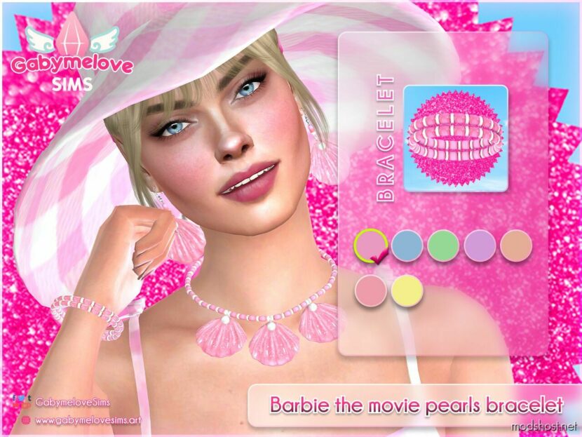 Barbie the movie pearls bracelet for Sims 4