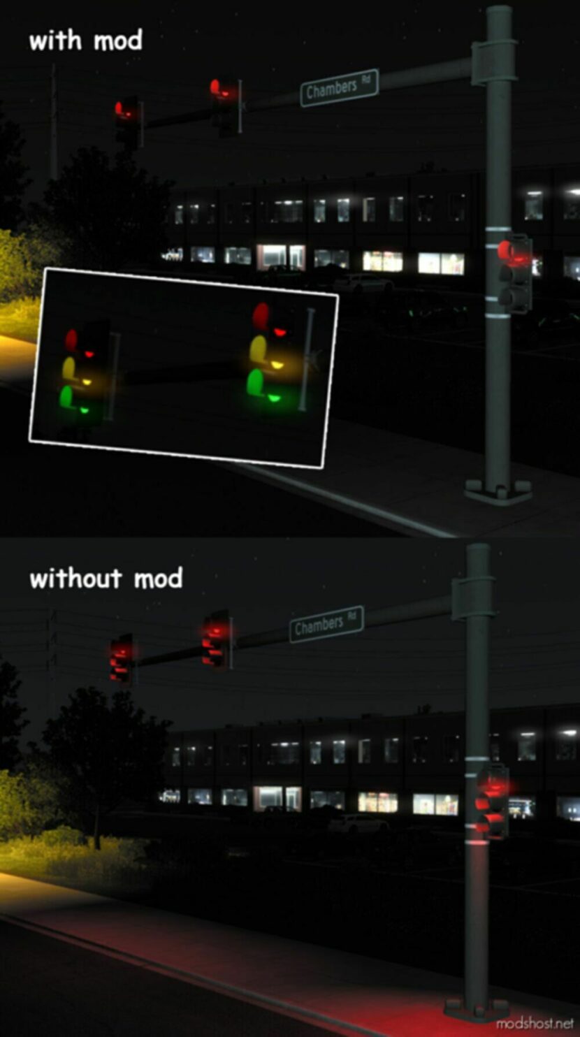 Real Lighting For Traffic Lights for Euro Truck Simulator 2