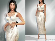 Crinkled Metallic Skirt DO029 for Sims 4