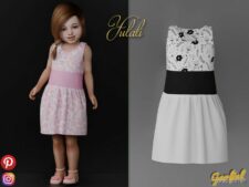 Yulali – Dress With Floral Pattern for Sims 4