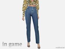 Sims 4 Female Clothes Mod: Straight CUT High Waist Full Length Jean (Image #2)