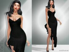 Ruffled Asymmetrical Dress DO056 for Sims 4