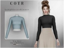 Long Sleeve Blouse T-507 for Sims 4