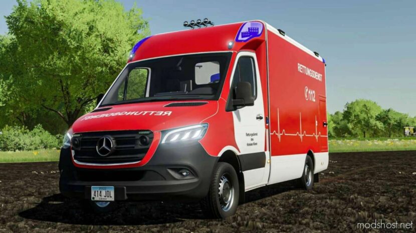 FS22 Mercedes-Benz Truck Mod: Sprinter Ambulance V1.1 (Featured)