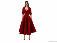 Sims 4 Dress Clothes Mod: Agatha Dress (Image #2)