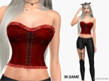 Sims 4 Teen Clothes Mod: Halloween 2023 – Raven Corset (Image #2)