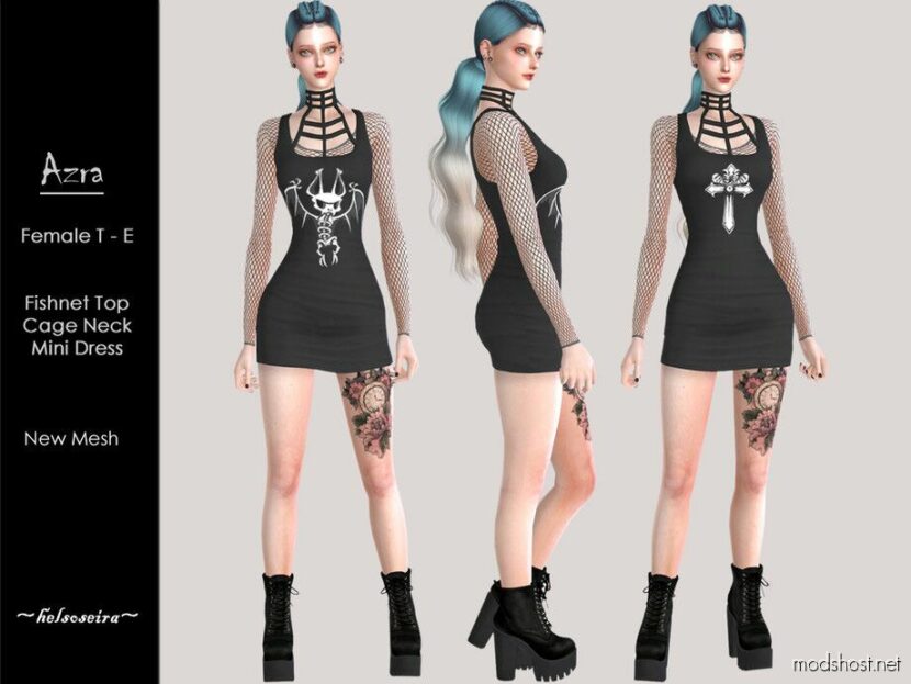 Azra – Cage Mini Dress for Sims 4