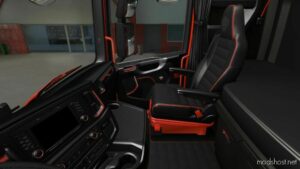 Interior (Dark-Red&Black) Scania R/S + Dashboard [1.48] for Euro Truck Simulator 2