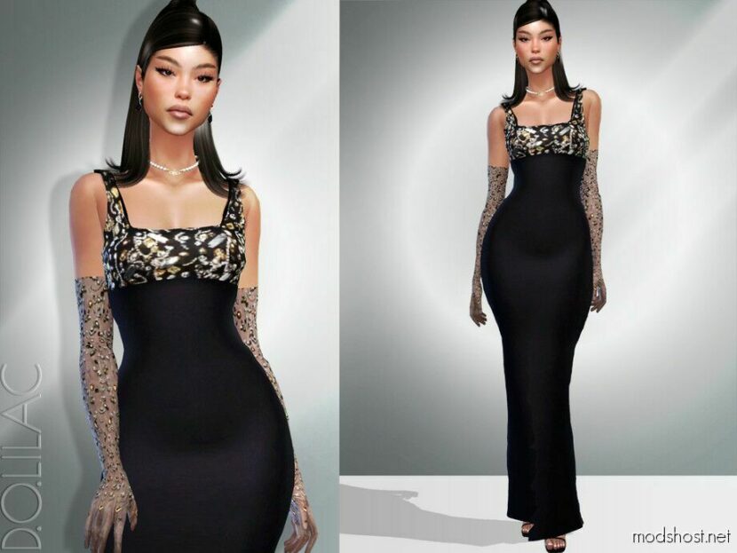 Embellished Gown And Gloves DO053 Sims 4 Clothes Mod - ModsHost