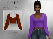 Puffy Long Sleeve Blouse T-512 for Sims 4