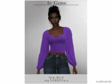 Sims 4 Female Clothes Mod: Puffy Long Sleeve Blouse T-512 (Image #2)