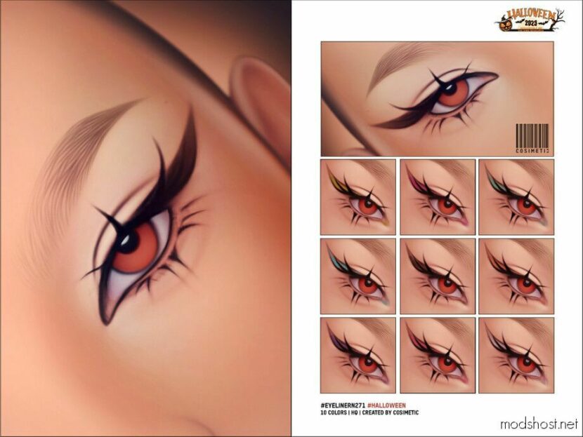 Gothic Eyelashes And Eyeliner N271 for Sims 4