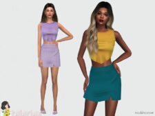 Kali Ribbed TOP & Mini Skirt for Sims 4