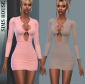 Small Dress With Cut-Out Neckline for Sims 4