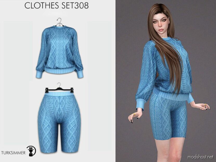 Knit Sweater & Shorts SET308 for Sims 4
