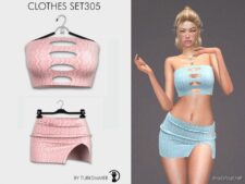 Cut Out Tube & Top Split HEM Skirt – SET305 for Sims 4