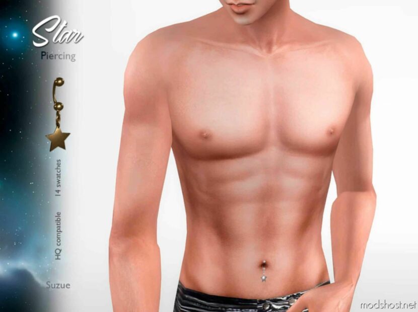 Sims 4 Male Accessory Mod: Star Belly Piercing (Featured)
