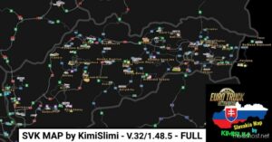 SVK Map By Kimislimi V.32 – Demo [1.48.5] for Euro Truck Simulator 2