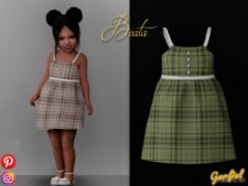 Sims 4 Kid Clothes Mod: Beata – Plaid Sundress (Image #2)