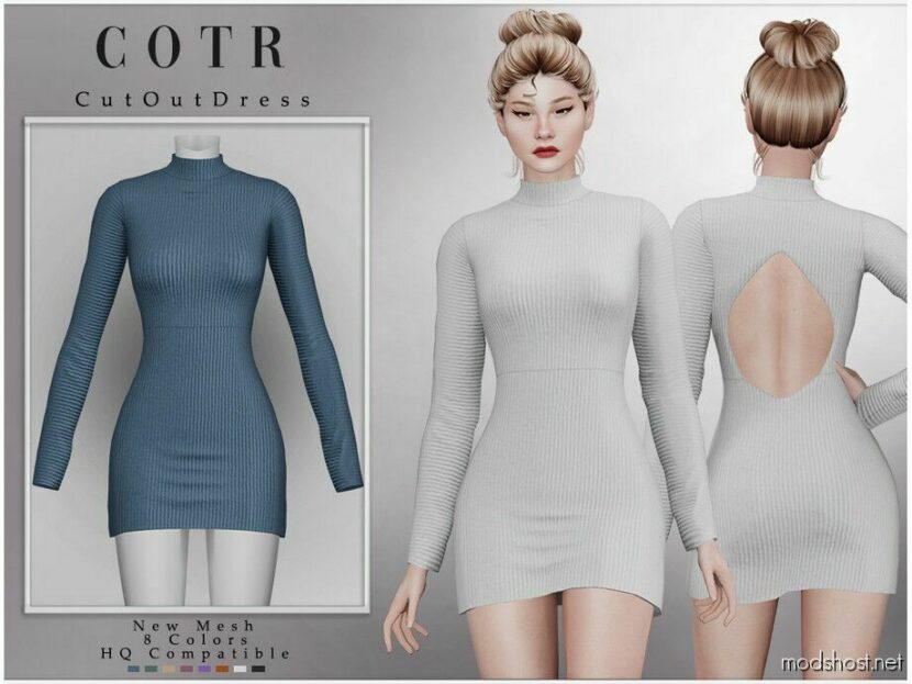 CUT OUT Dress D-280 for Sims 4