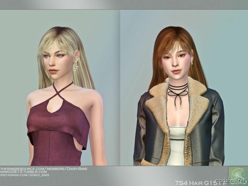 Long Hairstyle With Bangs – G151 for Sims 4