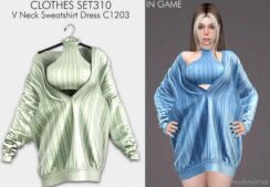 Sims 4 Dress Clothes Mod: V Neck Sweatshirt Dress (Image #2)