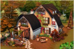 Autumn Barn Cottage [No CC] for Sims 4