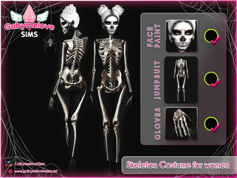 Skeleton Costume for women • SET for Sims 4