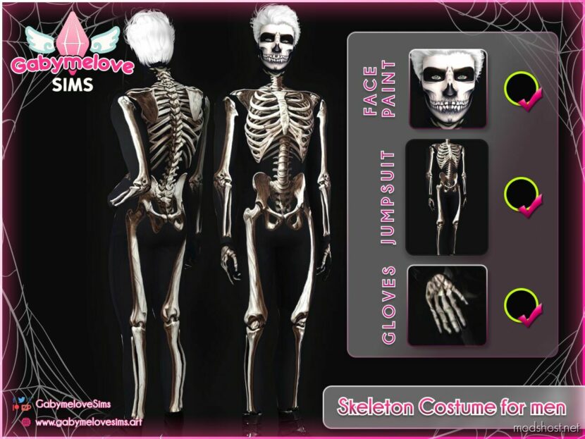Skeleton Costume for men • SET | Halloween CC for Sims 4