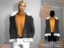 Sims 4 Male Clothes Mod: Leather FUR Coat (Image #2)